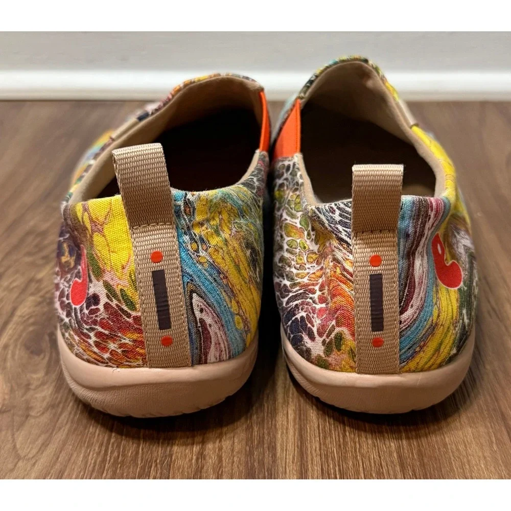 UIN Arts and Drafts Toledo Multi Color Fluid Paint Slip On Canvas Loafers Sz 11